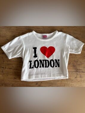 White I Heart London Cotton Crop Top